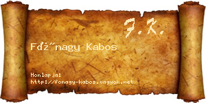 Fónagy Kabos névjegykártya